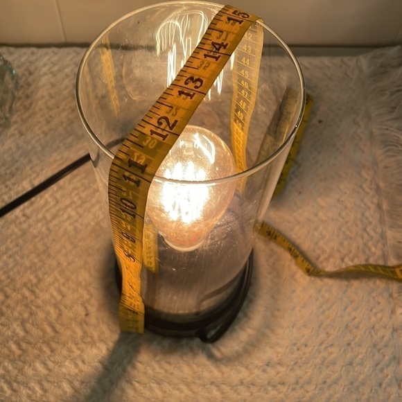 Glass Cylinder Round Wood Base Lamp Adhesive Bottom - Picture 4 of 8